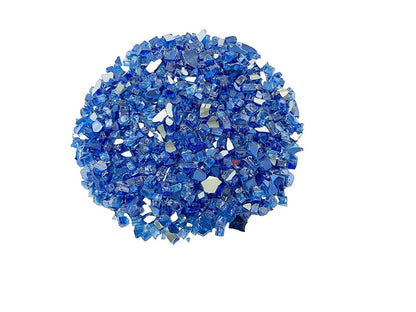 Enhance A Fire 0.25" 5 Lb. Parade Blue Reflective Crushed Tempered Fire Glass for Gas Fireplace, Electric Fireplace and Outdoor Gas Firepit