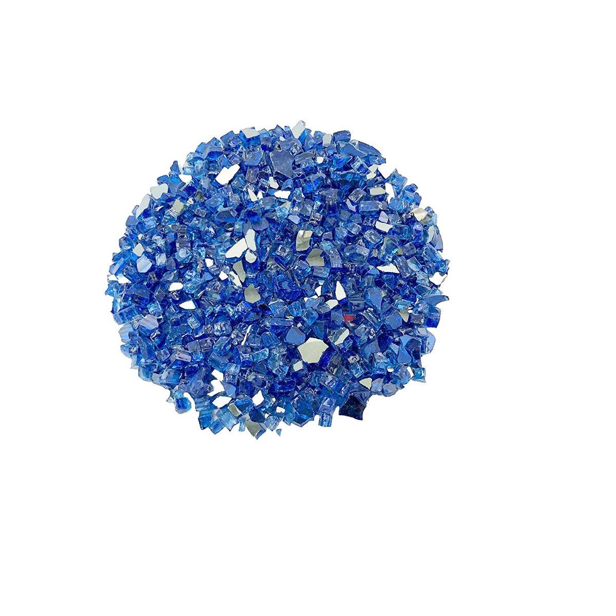 Enhance A Fire 0.25" 5 Lb. Parade Blue Reflective Crushed Tempered Fire Glass for Gas Fireplace, Electric Fireplace and Outdoor Gas Firepit