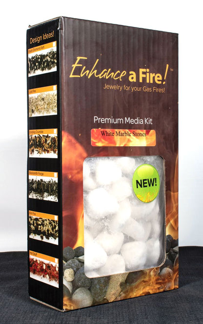 Enhance A Fire 0.5-1.5" 5.0 Lb. White Marble Stone Set for Gas Fireplace and Log Set