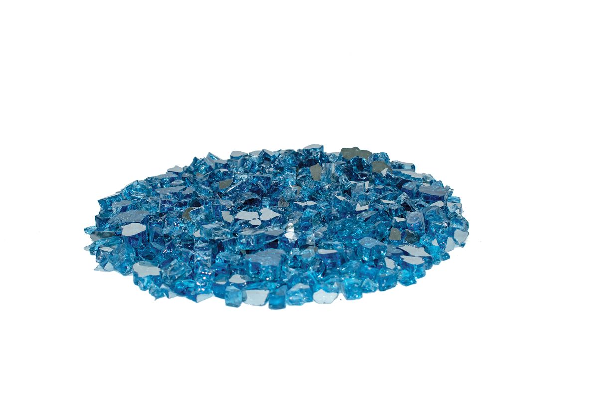 Enhance A Fire 0.5" 5 Lb. Celestite Blue Reflective Crushed Tempered Fire Glass for Gas Fireplace, Electric Fireplace and Outdoor Gas Firepit