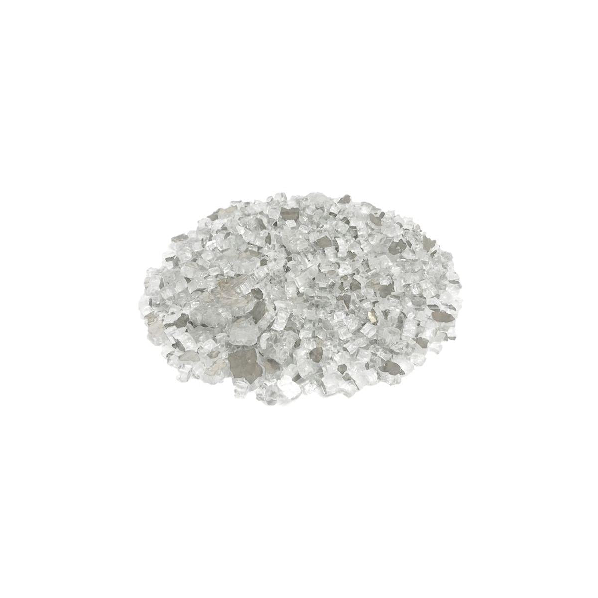 Enhance A Fire 0.5" 5 Lb. Clear Silver Reflective Crushed Tempered Fire Glass for Gas Fireplace, Electric Fireplace and Outdoor Gas Firepit