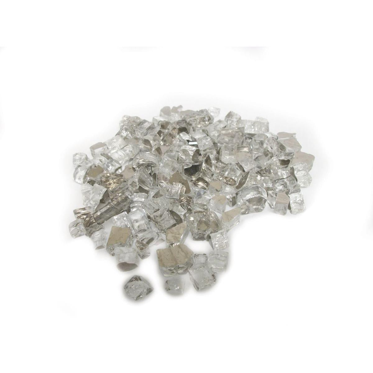 Enhance A Fire 0.5" 5 Lb. Clear Silver Reflective Crushed Tempered Fire Glass for Gas Fireplace, Electric Fireplace and Outdoor Gas Firepit
