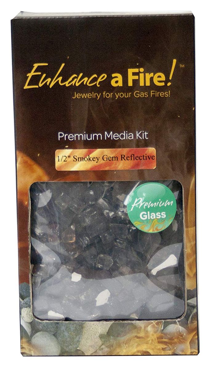 Enhance A Fire 0.5" 5 Lb. Smokey Gem Reflective Crushed Tempered Fire Glass for Gas Fireplace, Electric Fireplace and Outdoor Gas Firepit