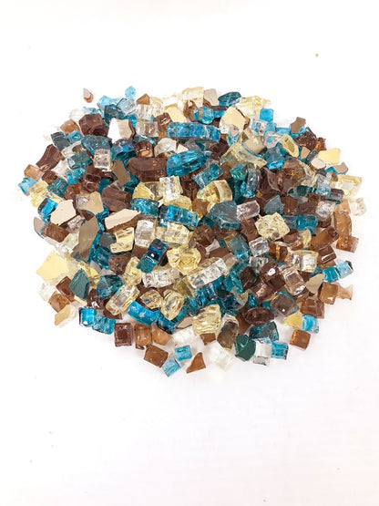 Enhance A Fire 0.50" 5 Lb. Brass Band Reflective Premium Mixed Fire Glass for Gas Fireplace, Electric Fireplace and Outdoor Gas Firepit