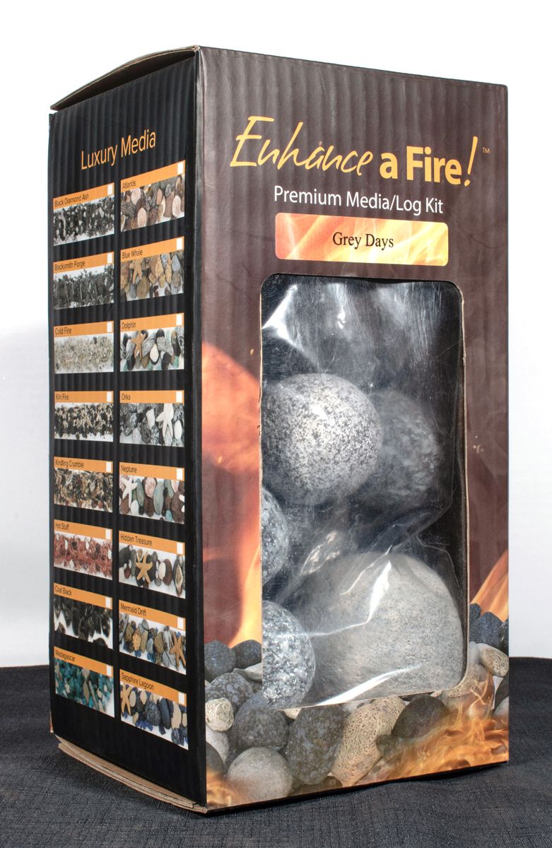 Enhance A Fire 1-4" 20-Piece 1.75 Lb. Grey Days Decorative Ceramic Fiber Ball Set for Gas Fireplace, Log Set and Firepit