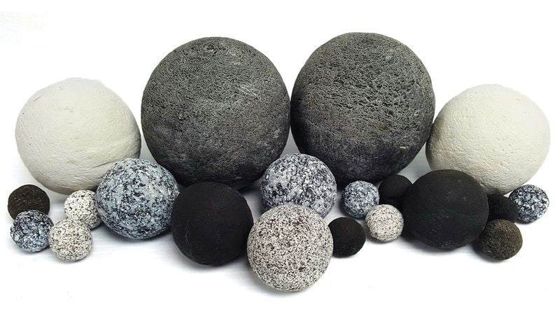 Enhance A Fire 1-4" 20-Piece 1.75 Lb. Grey Days Decorative Ceramic Fiber Ball Set for Gas Fireplace, Log Set and Firepit