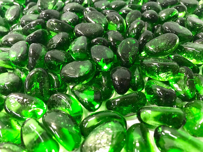 Enhance A Fire 1" 5 Lb. Emerald Jelly Bean Molded Glass for Gas Fireplace, Electric Fireplace and Outdoor Gas Firepit