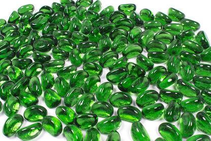 Enhance A Fire 1" 5 Lb. Emerald Jelly Bean Molded Glass for Gas Fireplace, Electric Fireplace and Outdoor Gas Firepit