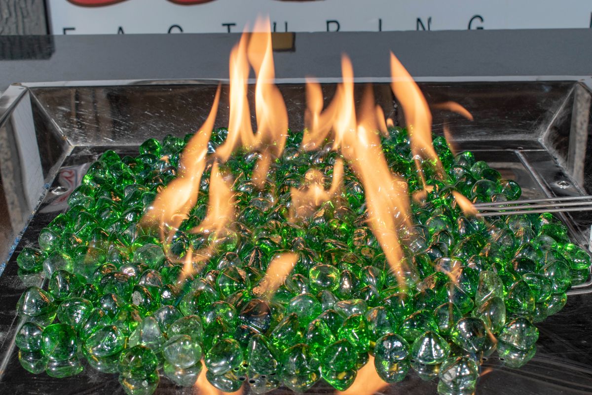 Enhance A Fire 1" 5 Lb. Emerald Large Iridescent Diamond Fire Glass for Gas Fireplace, Electric Fireplace and Outdoor Gas Firepit