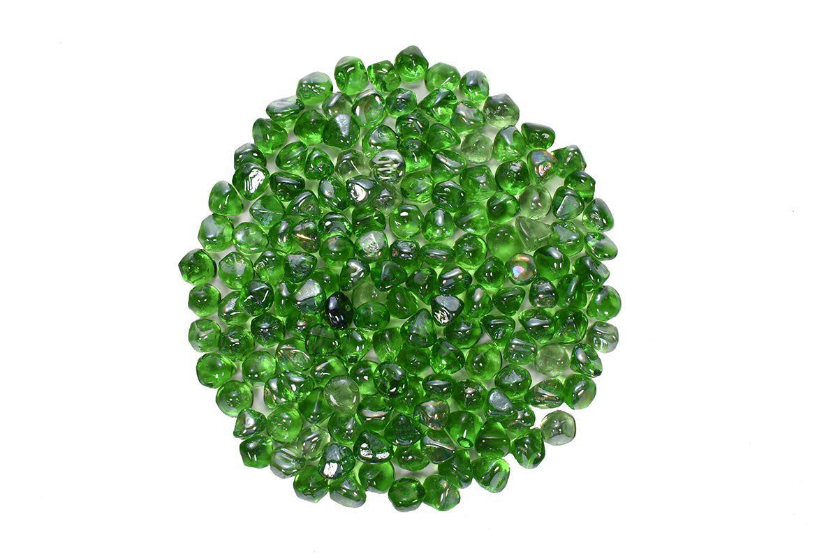 Enhance A Fire 1" 5 Lb. Emerald Large Iridescent Diamond Fire Glass for Gas Fireplace, Electric Fireplace and Outdoor Gas Firepit