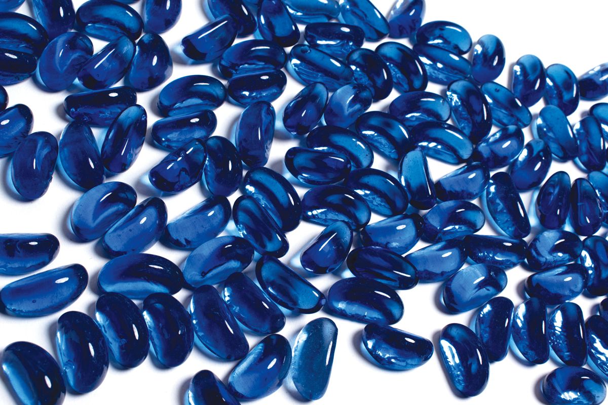 Enhance A Fire 1" 5 Lb. Sapphire Jelly Bean Molded Glass for Gas Fireplace, Electric Fireplace and Outdoor Gas Firepit