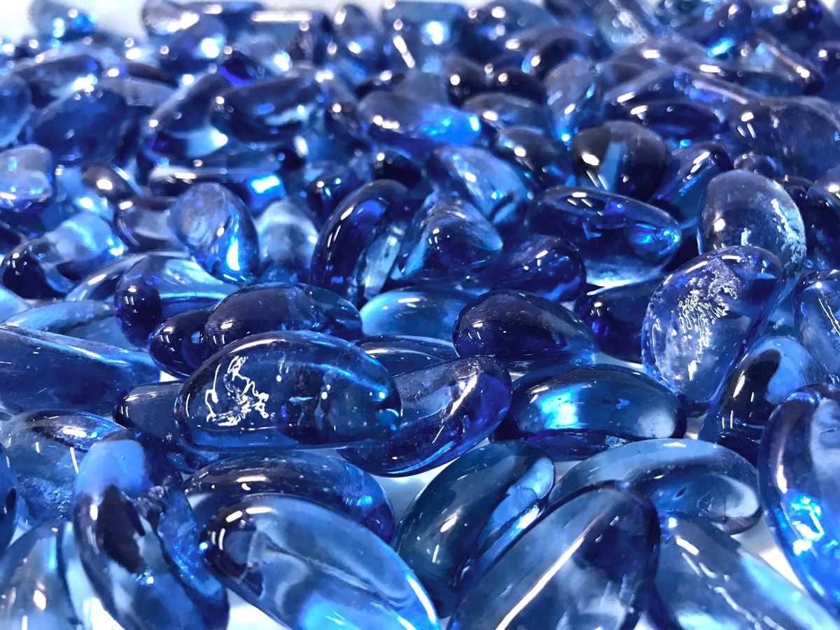 Enhance A Fire 1" 5 Lb. Sapphire Jelly Bean Molded Glass for Gas Fireplace, Electric Fireplace and Outdoor Gas Firepit