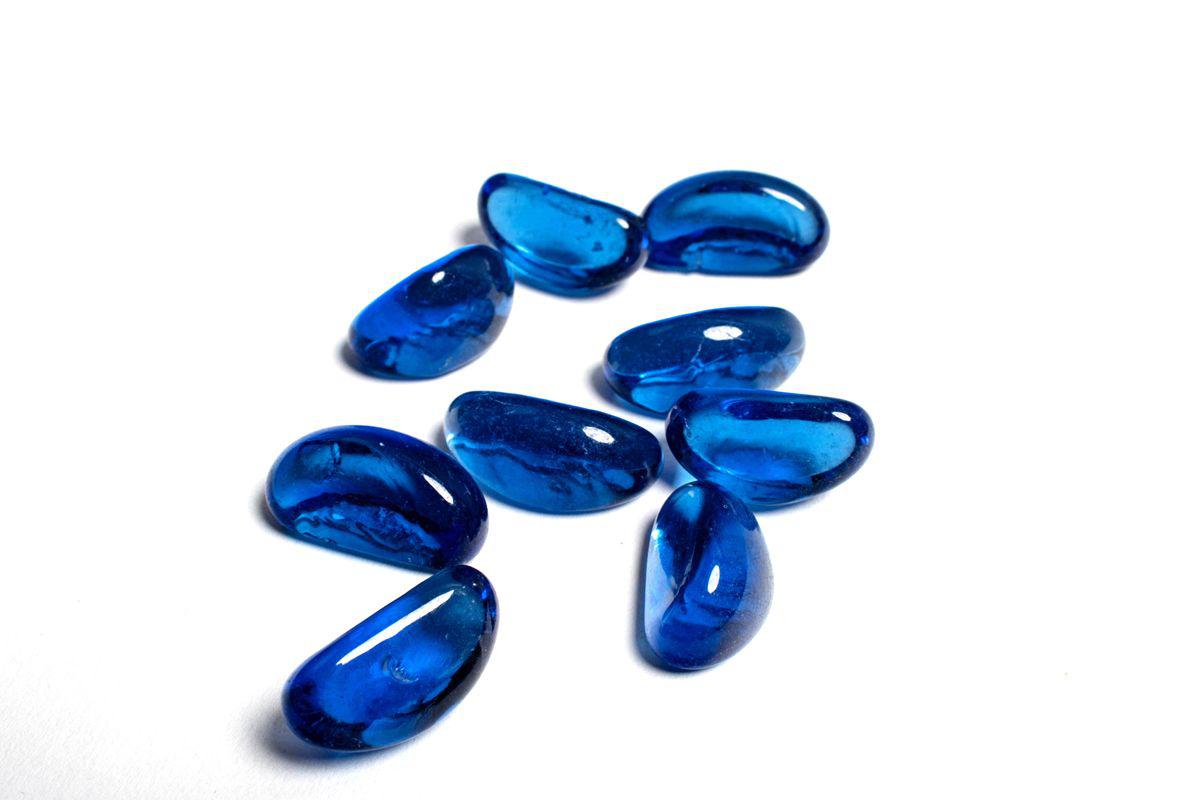 Enhance A Fire 1" 5 Lb. Sapphire Jelly Bean Molded Glass for Gas Fireplace, Electric Fireplace and Outdoor Gas Firepit