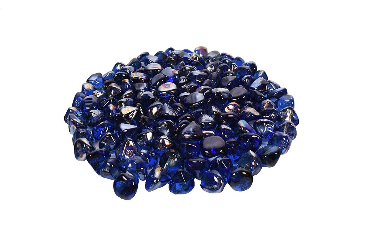 Enhance A Fire 1" 5 Lb. Sapphire Large Iridescent Diamond Fire Glass for Gas Fireplace, Electric Fireplace and Outdoor Gas Firepit