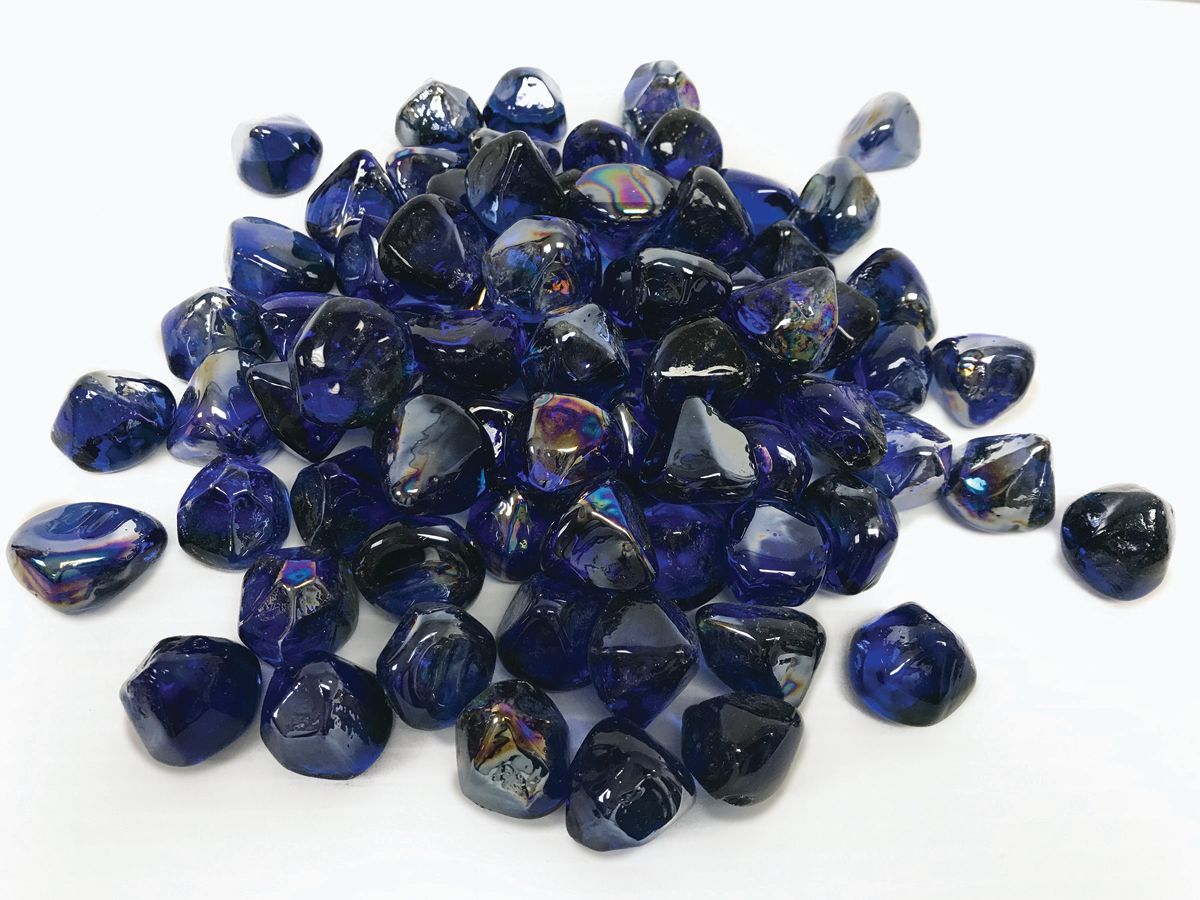 Enhance A Fire 1" 5 Lb. Sapphire Large Iridescent Diamond Fire Glass for Gas Fireplace, Electric Fireplace and Outdoor Gas Firepit