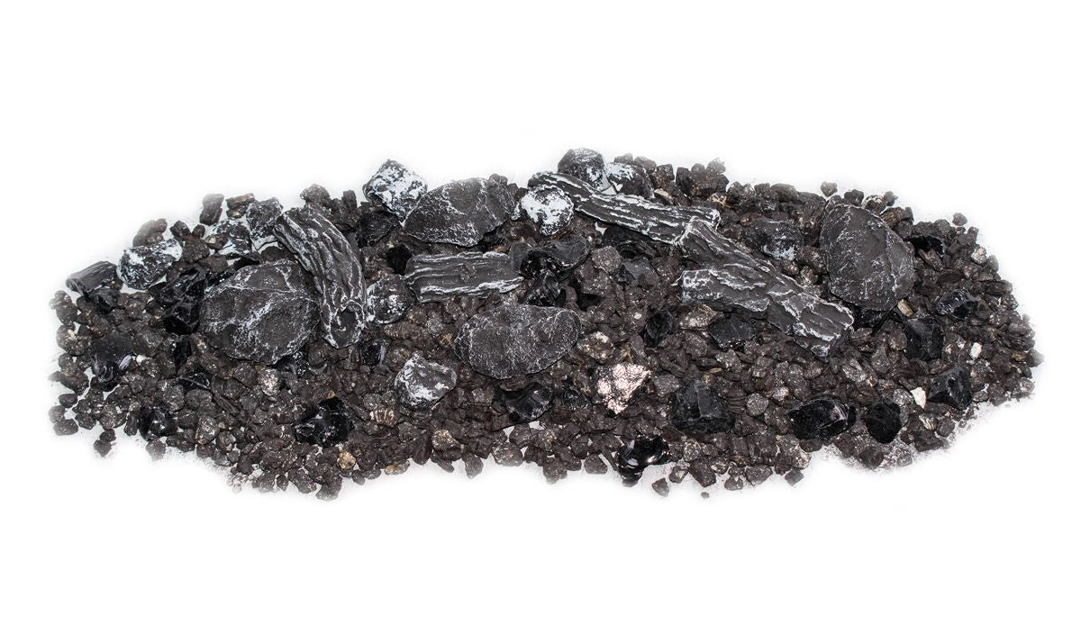 Enhance A Fire 1.77 Lb. Black Diamond Ash Luxury Mixed Media Ember Bed Kit for Indoor Vented Gas Logs and Fireplace