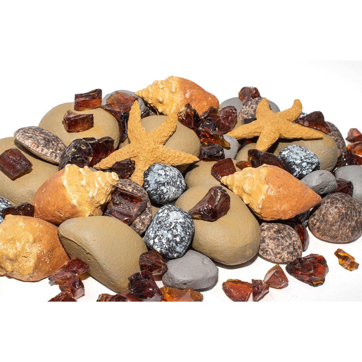 Enhance A Fire 1.78 Lb. Blue Whale Luxury Decorative Mixed Media Set for Gas Fireplace, Log Set and Firepit