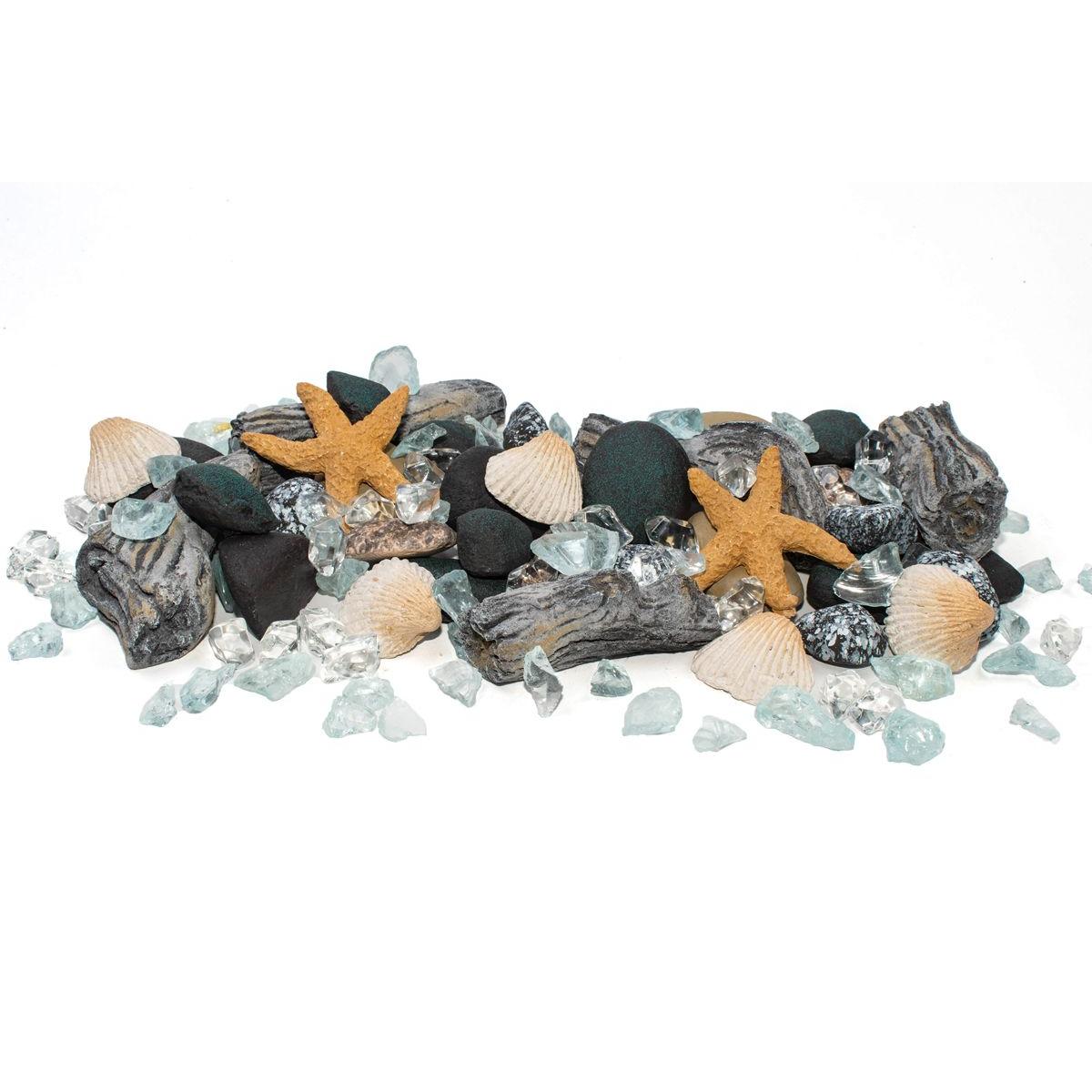 Enhance A Fire 1.78 Lb. Dolphin Luxury Decorative Mixed Media Set for Gas Fireplace, Log Set and Firepit