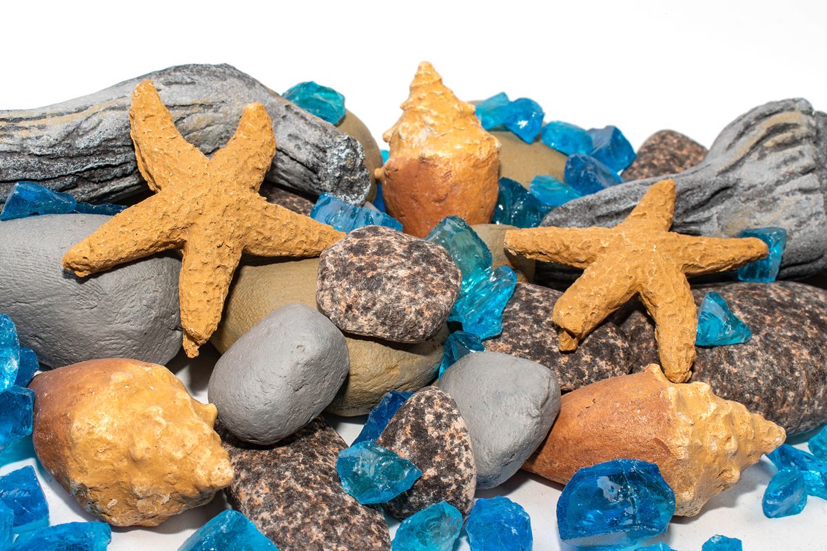 Enhance A Fire 1.78 Lb. Mermaid Luxury Decorative Mixed Media Set for Gas Fireplace, Log Set and Firepit