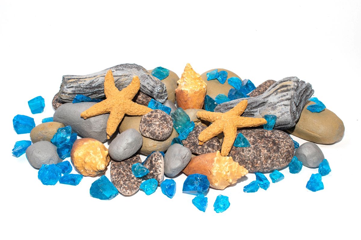 Enhance A Fire 1.78 Lb. Mermaid Luxury Decorative Mixed Media Set for Gas Fireplace, Log Set and Firepit