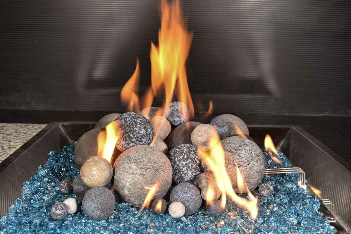 Enhance A Fire 2-3" 14-Piece 1.75 Lb. Maui Moonlight Decorative Ceramic Fiber Ball Set for Gas Fireplace, Log Set and Firepit
