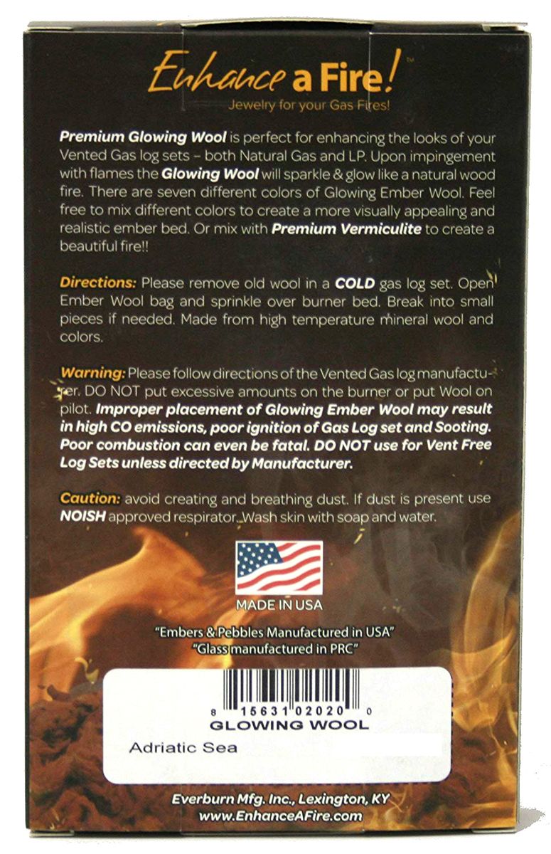Enhance A Fire 2.4 Oz. Adriatic Sea Glowing Wool for Indoor Vented Gas Logs and Fireplace