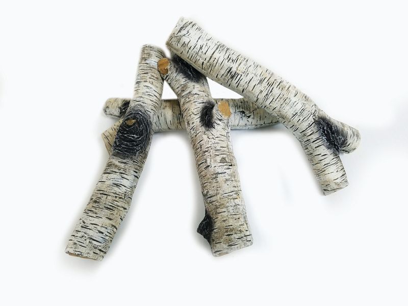 Enhance A Fire 9-11" 3-Piece Silver Birch Burncrete Twigs for Gas Fireplace, Electric Fireplace and Outdoor Gas Firepit