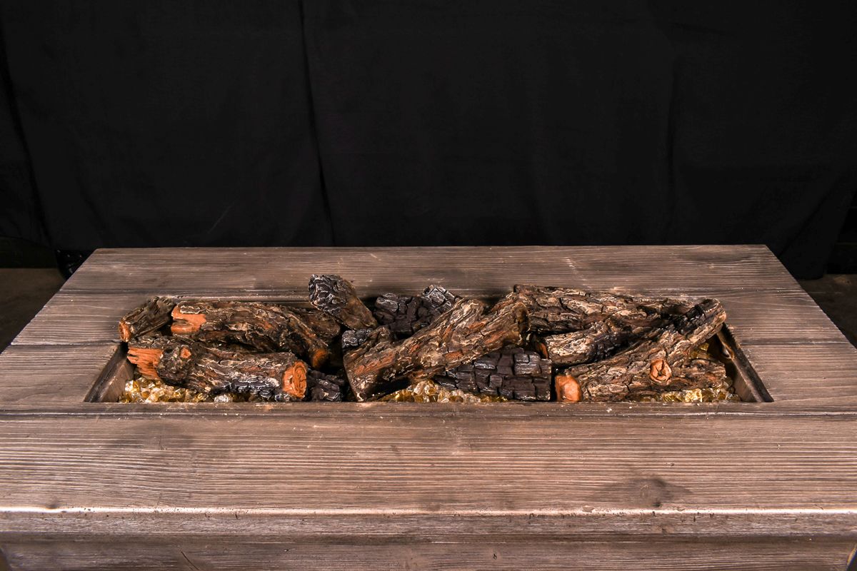 Enhance A Fire Designer Series 9" 10-Piece Battlefield Bark Burncrete Log Set for Gas Fire Pit