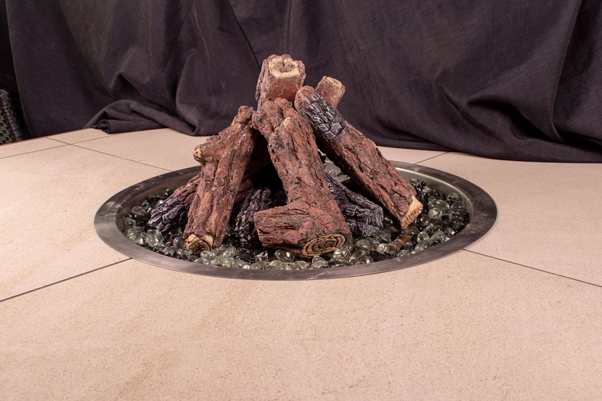 Enhance A Fire Designer Series 9" 10-Piece Brandy Wine Bark Burncrete Log Set for Gas Fire Pit