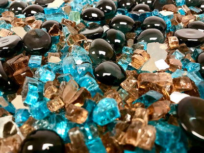Enhance A Fire Kaleidoscope 5 Lb. Brown Beach Luxury Mixed Fire Glass for Gas Fireplace, Electric Fireplace and Outdoor Gas Firepit