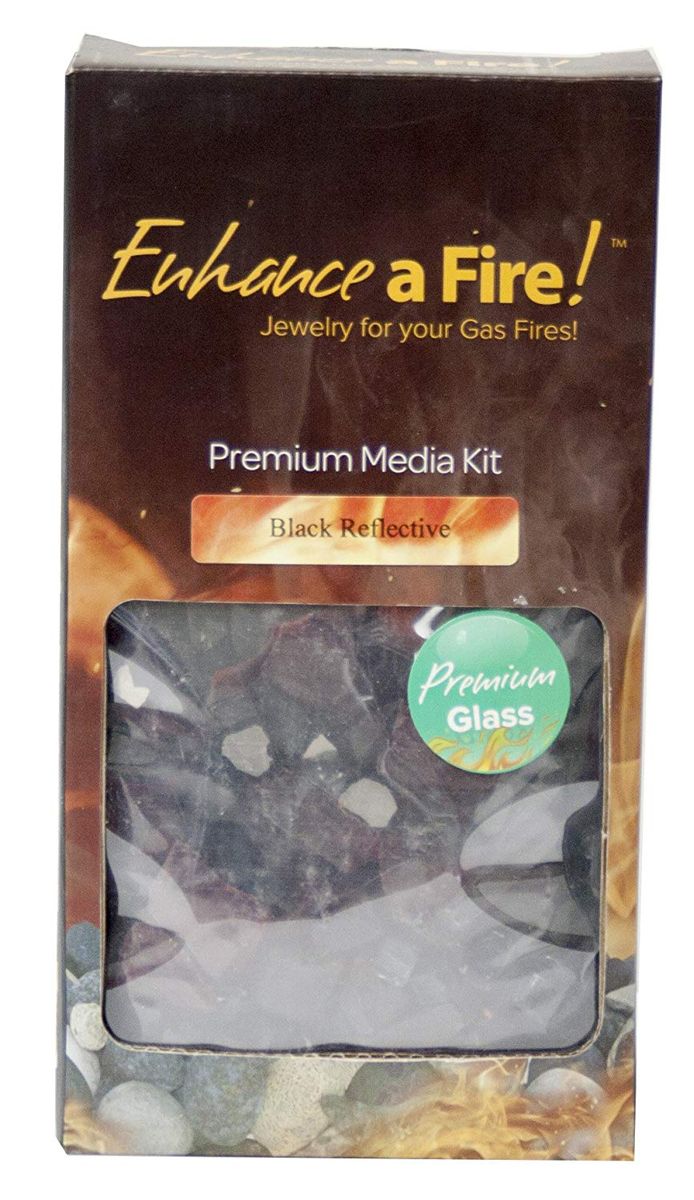 Enhance A Fire Luxury Designer 0.50-1" 5 Lb. Black Reflective Mixed Fire Glass for Gas Fireplace, Electric Fireplace and Outdoor Gas Firepit