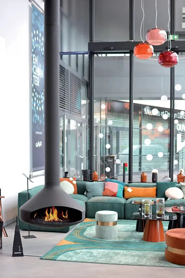 European Home Ergofocus Holographic 52" White Indoor Electric Fireplace with Heating Pipe