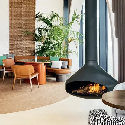 European Home Ergofocus Holographic 52" White Indoor Electric Fireplace with Heating Pipe