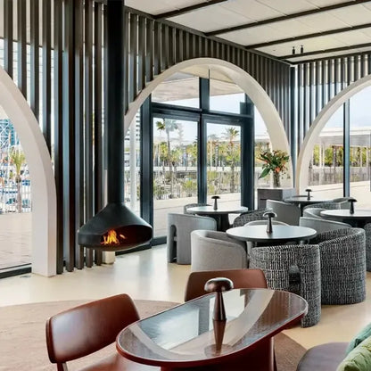 European Home Ergofocus Holographic 52" White Indoor Electric Fireplace with Heating Pipe