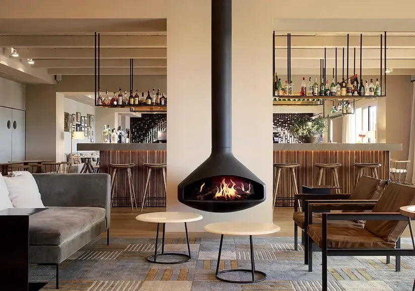 European Home Ergofocus Holographic 52" White Indoor Electric Fireplace with Heating Pipe