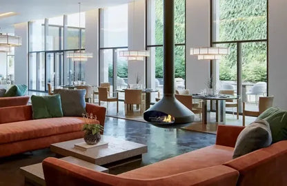 European Home Ergofocus Holographic 52" White Indoor Electric Fireplace with Heating Pipe