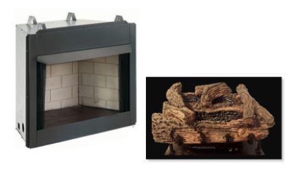 Everwarm Manual Vent Free Natural Gas Burner with 24" Palmetto Oak Log Set and 36" Firebox