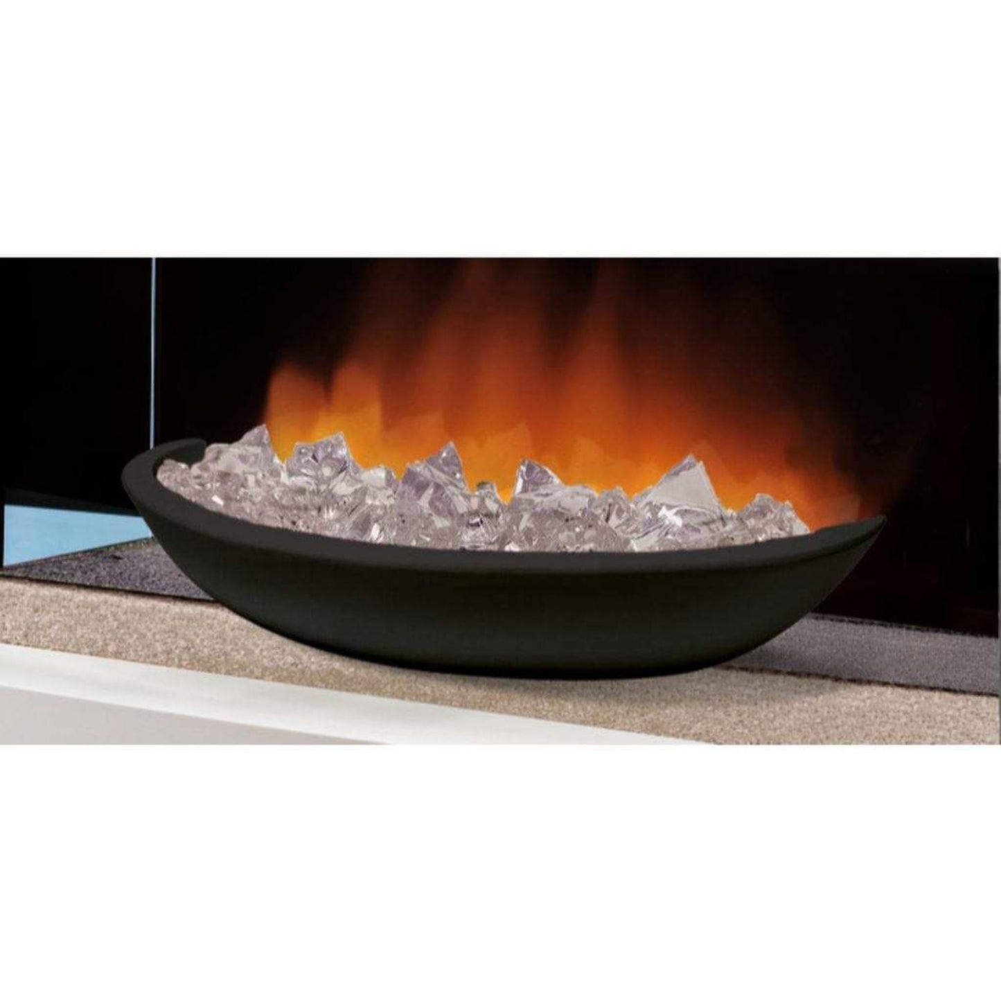 Evolution Fires 48" Miami Curve Marfil Fire Pit Electric Fireplace – Black Bowl