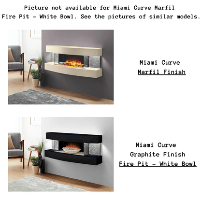 Evolution Fires 48" Miami Curve Marfil Fire Pit Electric Fireplace – White Bowl