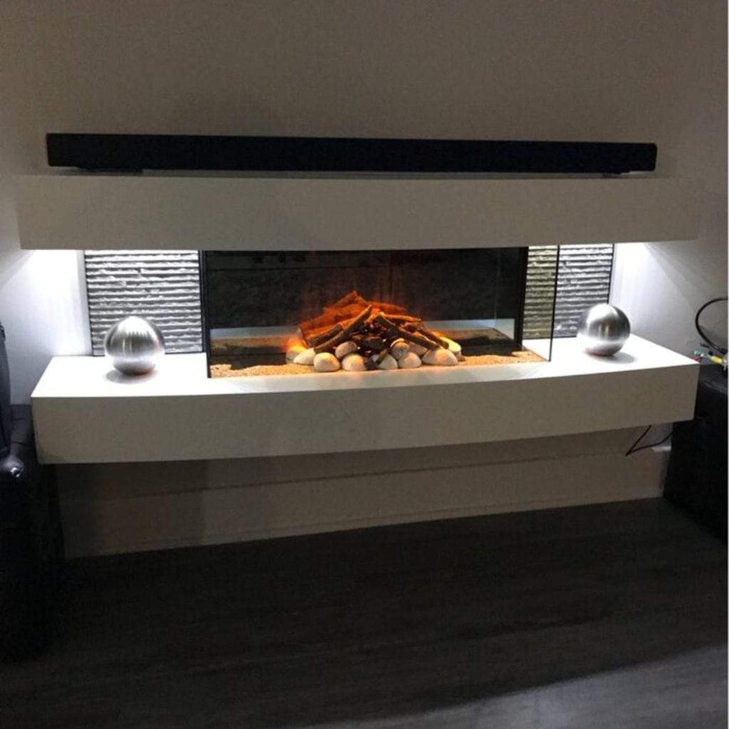 Evolution Fires 48" Miami Curve Wall Mount Electric Fireplace - American Oak