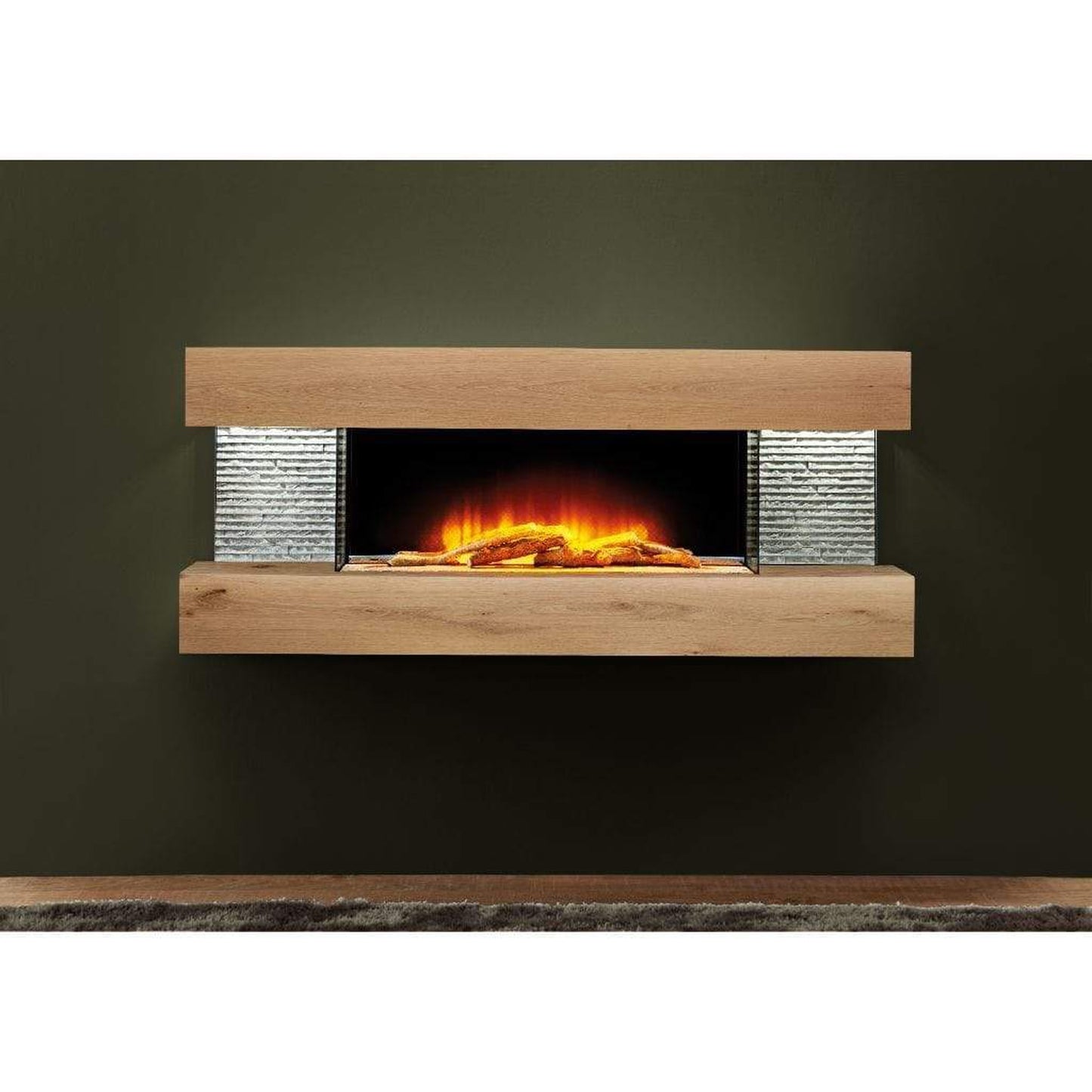 Evolution Fires 48" Vegas Petite Wall Mount Electric Fireplace - American Oak