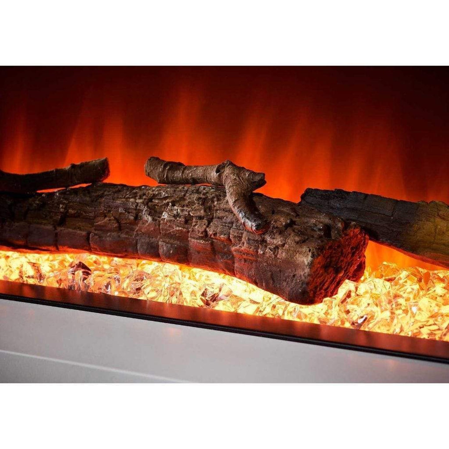 Evolution Fires 72" Vegas Black Stone Tiles Wall Mount Electric Fireplace - White