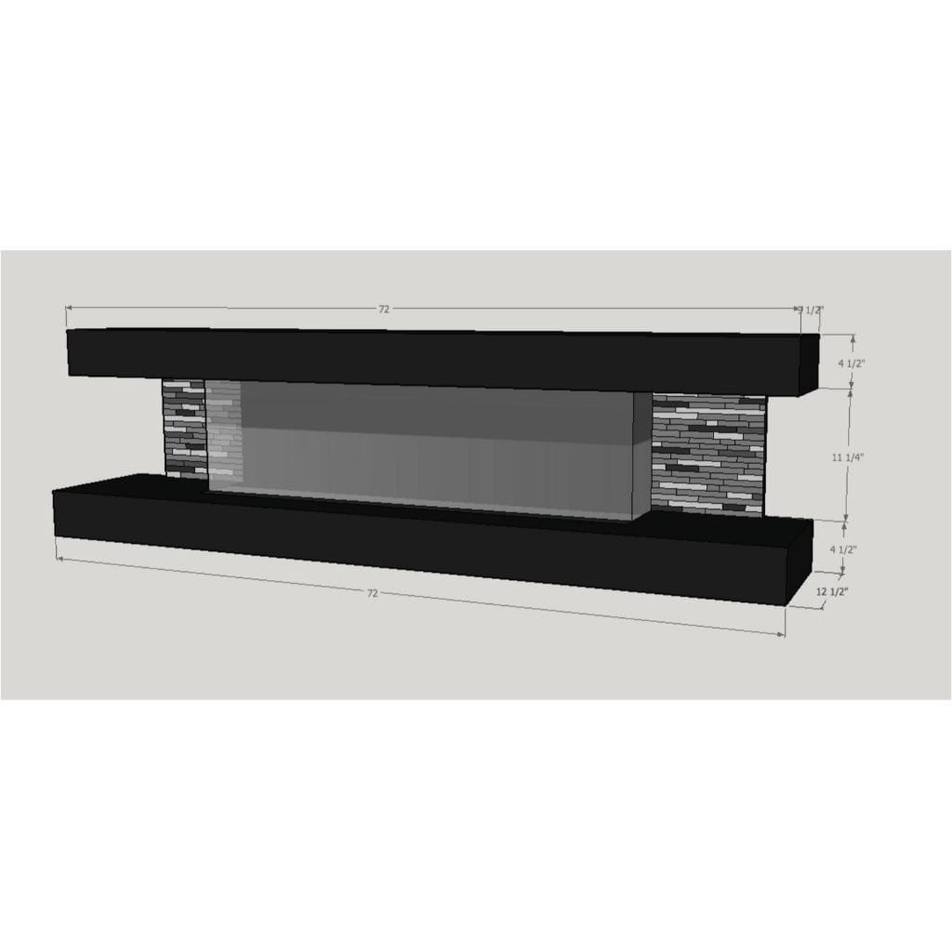 Evolution Fires 72" Vegas Black Stone Tiles Wall Mount Electric Fireplace - White