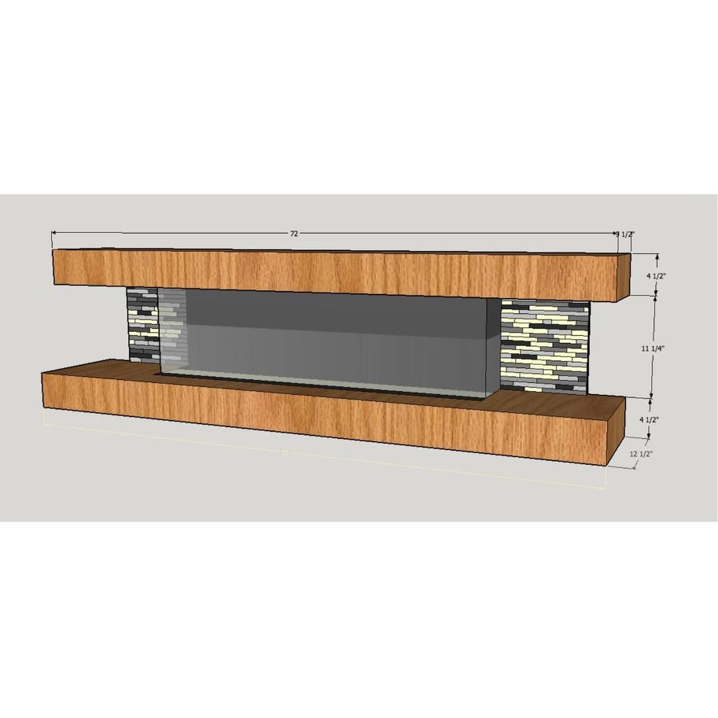Evolution Fires 72" Vegas Grey Stone Tiles Wall Mount Electric Fireplace - American Oak