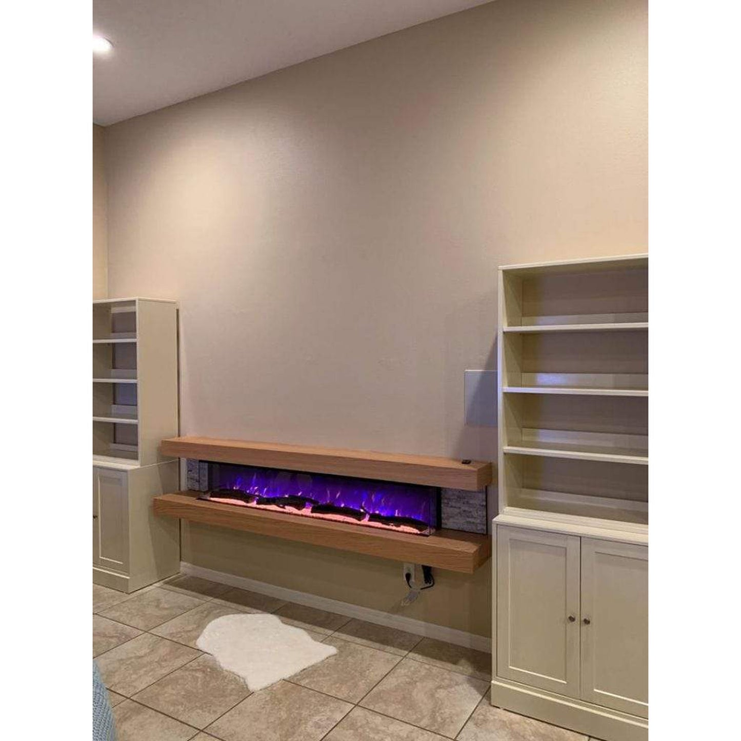 Evolution Fires 72" Vegas Grey Stone Tiles Wall Mount Electric Fireplace - Carrara