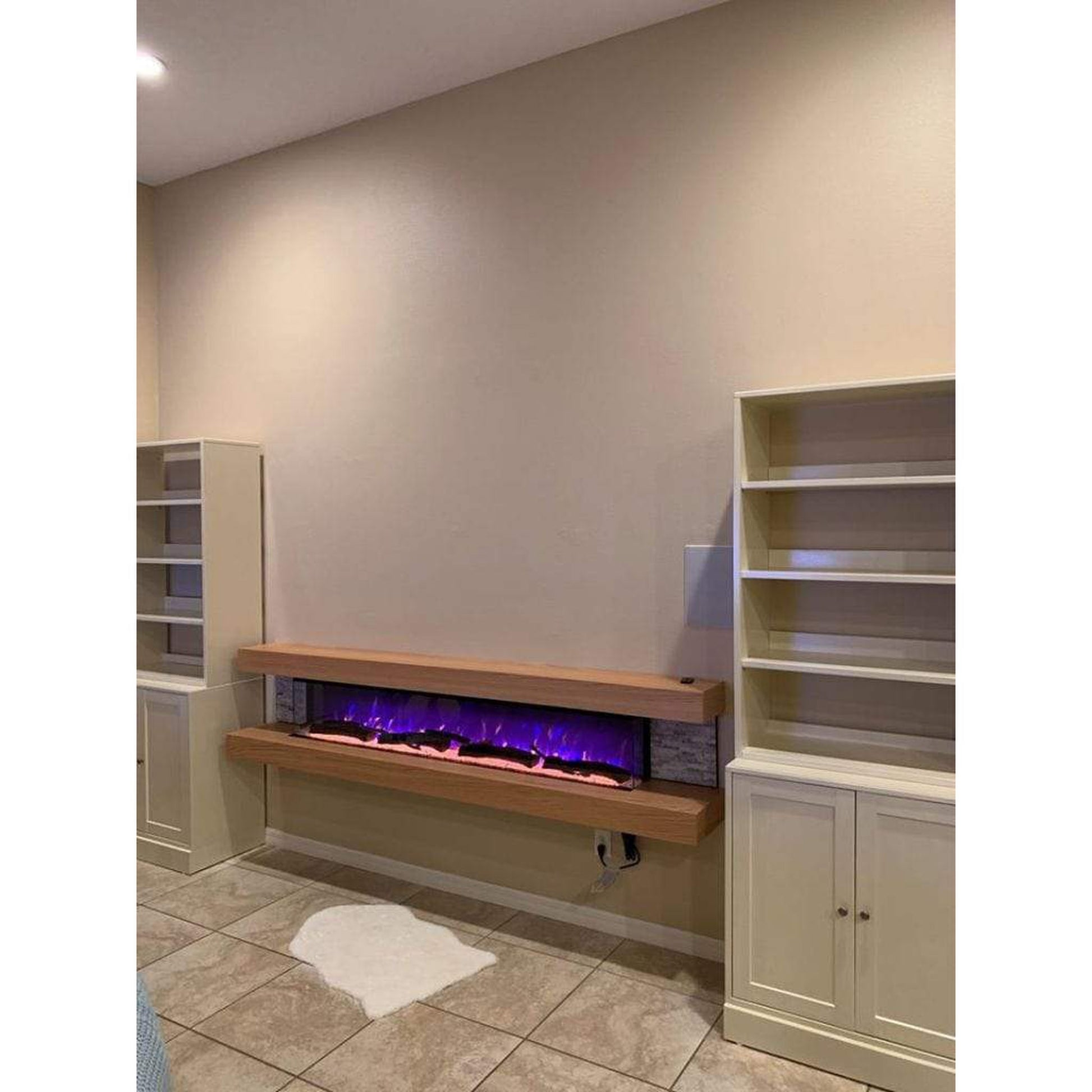 Evolution Fires 72" Vegas Grey Stone Tiles Wall Mount Electric Fireplace - Carrara