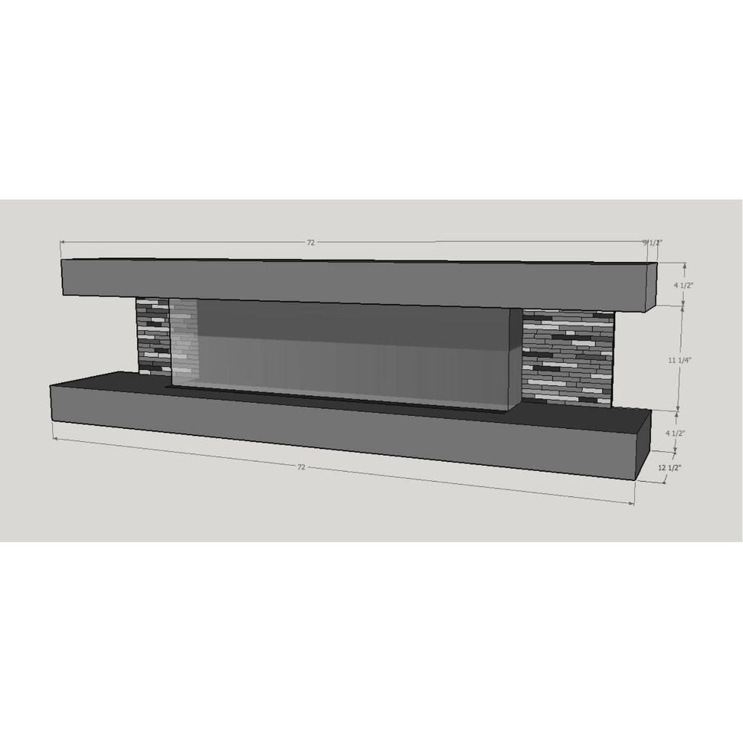 Evolution Fires 72" Vegas Grey Stone Tiles Wall Mount Electric Fireplace - Carrara