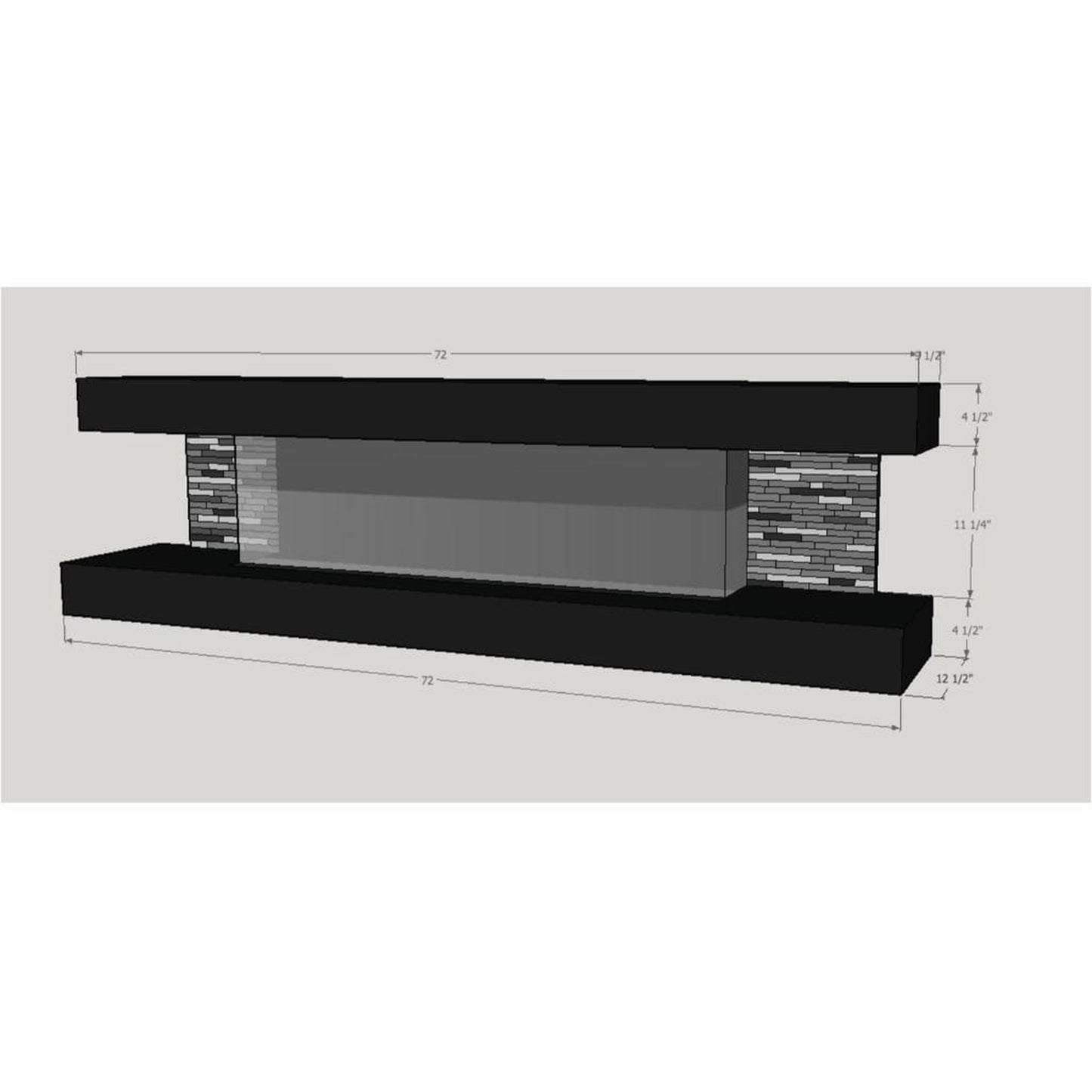Evolution Fires 72" Vegas Grey Stone Tiles Wall Mount Electric Fireplace - Graphite