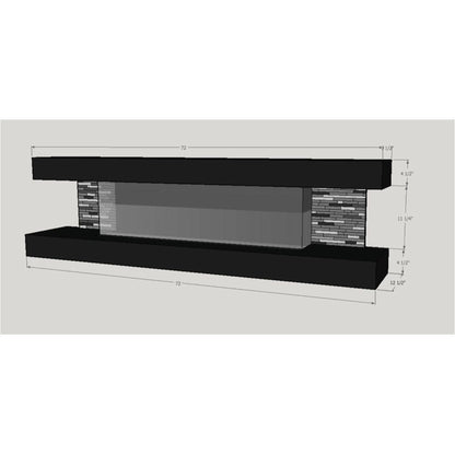 Evolution Fires 72" Vegas Grey Stone Tiles Wall Mount Electric Fireplace - Graphite