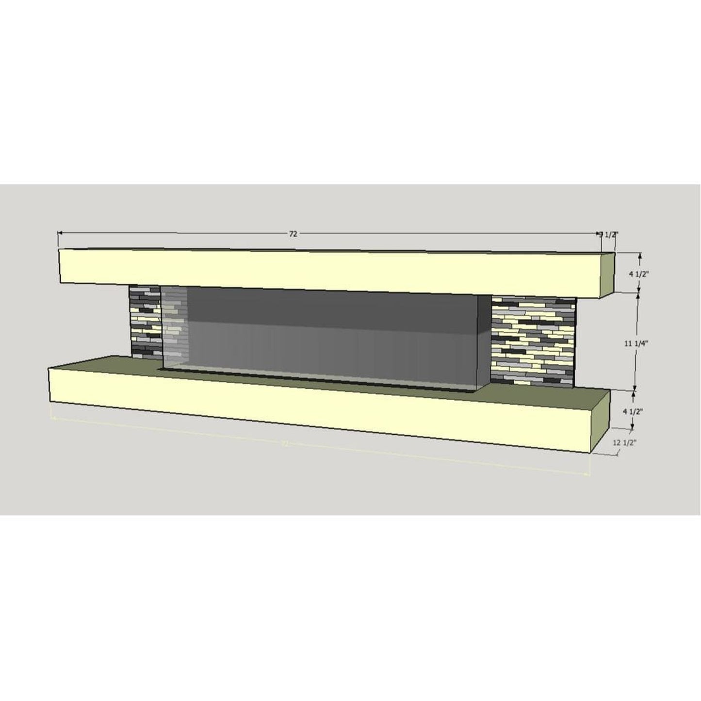 Evolution Fires 72" Vegas Grey Stone Tiles Wall Mount Electric Fireplace - Marfil